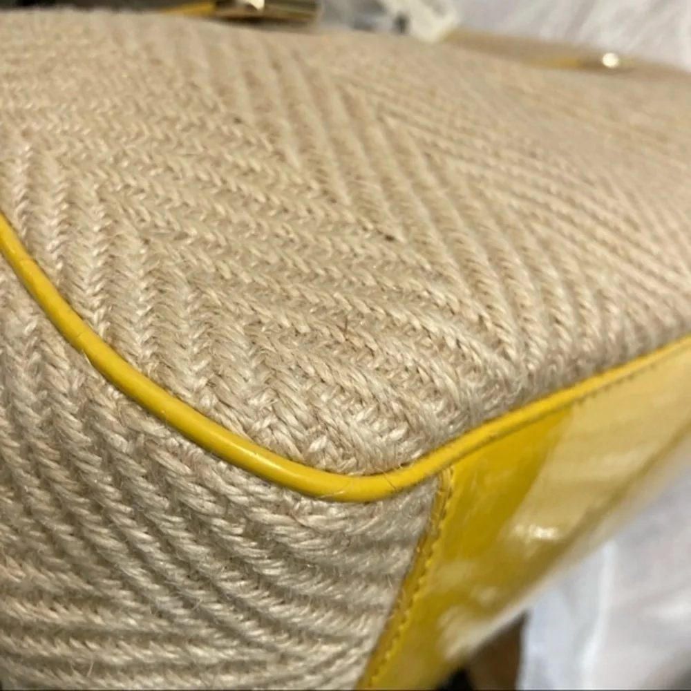 Cole haan wicker and yellow Jersey sea eat west tote nwt - Picture 6 of 13